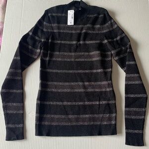 Brand New Metallic Striped Mock Neck Sweater -Reitmans